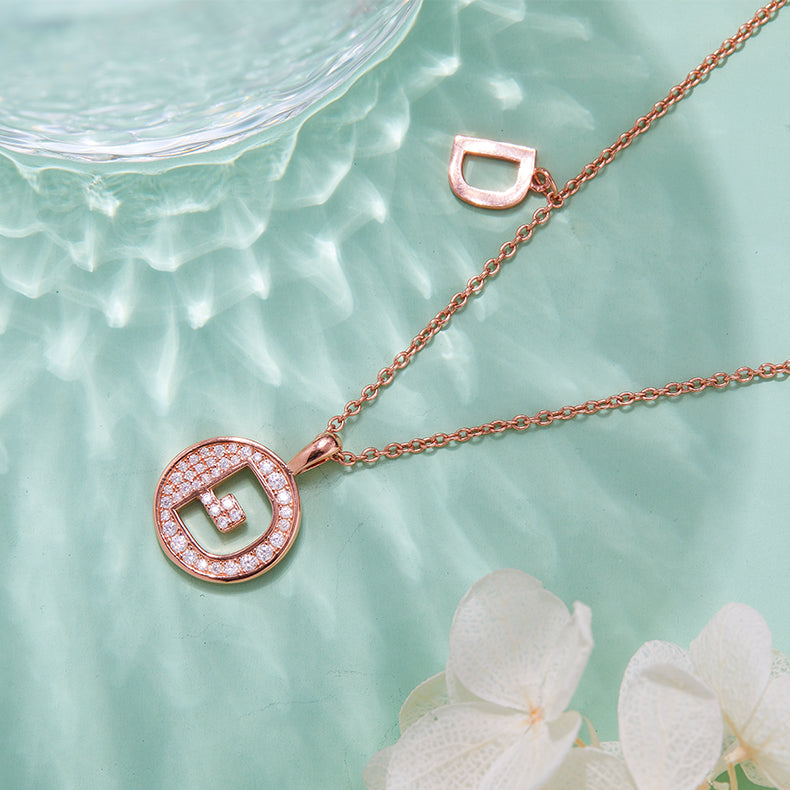 S925 Silver Moissanite Letter D Necklace | GRA Certified