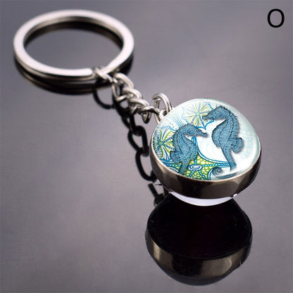Double-Sided Glass Ball Keyring | Nature & Animal Designs