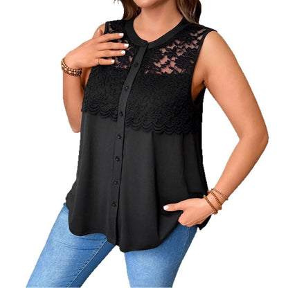 Women's Plus Size Lace Patchwork Cardigan