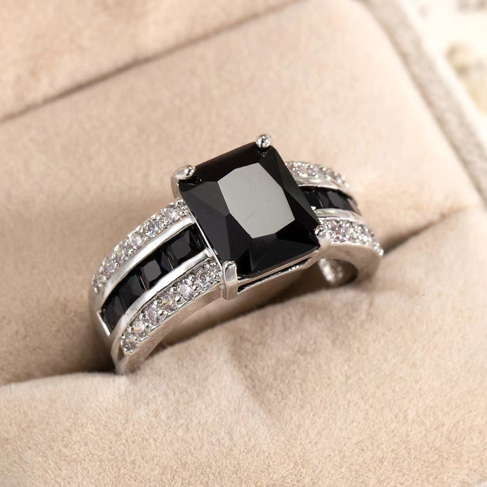 Retro Colour-Block Ring | Electroplated Alloy Fashion Ring for Women