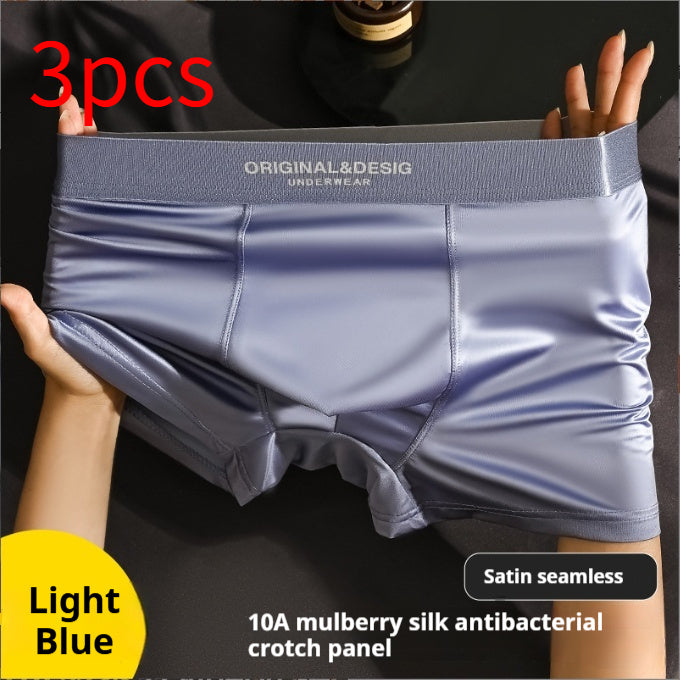 Men's Satin Nylon Boxer Briefs – Breathable Mid-Waist 5 Colours