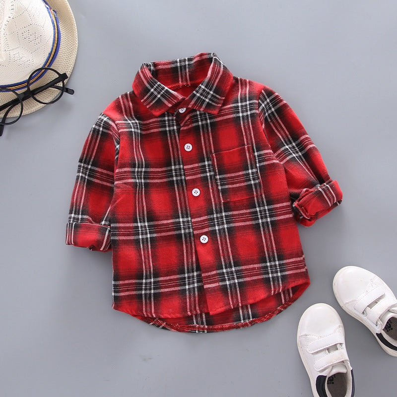 Children's Plaid Shirt | Unisex Cotton Long Sleeve Top