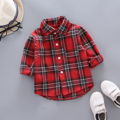 Children's Plaid Shirt | Unisex Cotton Long Sleeve Top