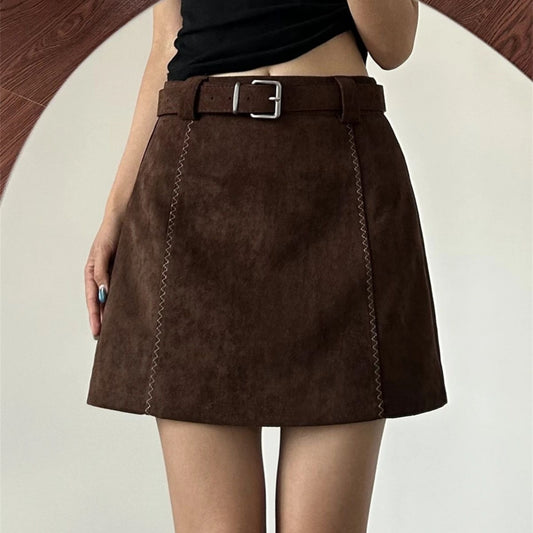 Women's A-Line Suede Fleece Mini Skirt