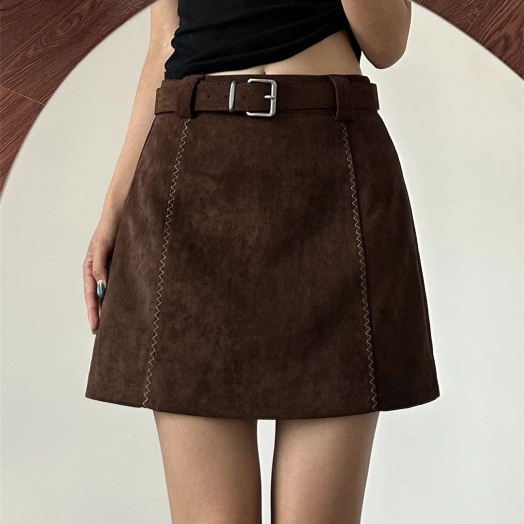 Women's A-Line Suede Fleece Mini Skirt