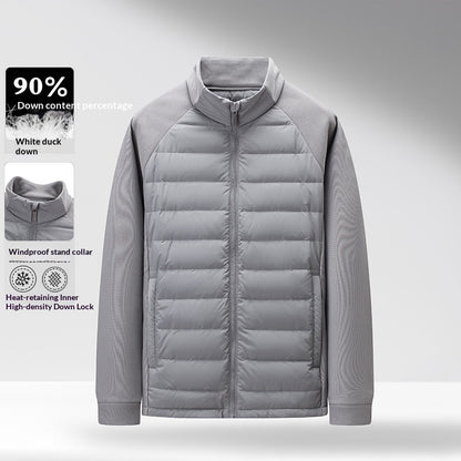 Men's White Duck Down Jacket – Stand Collar Slim Fit | M–4XL