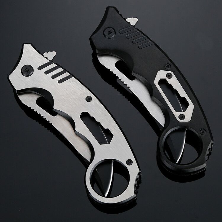 3Cr13 Steel Folding Pocket Knife – 56HRC Camping & Survival Knife Back Clip White & Black