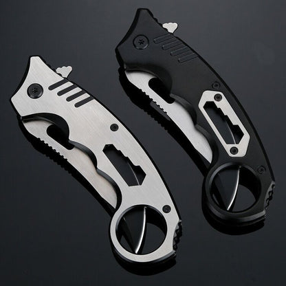 3Cr13 Steel Folding Pocket Knife – 56HRC Camping & Survival Knife Back Clip White & Black