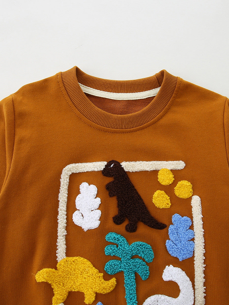 Kids Cartoon Animal Print Cotton Sweatshirt | Unisex Jumper
