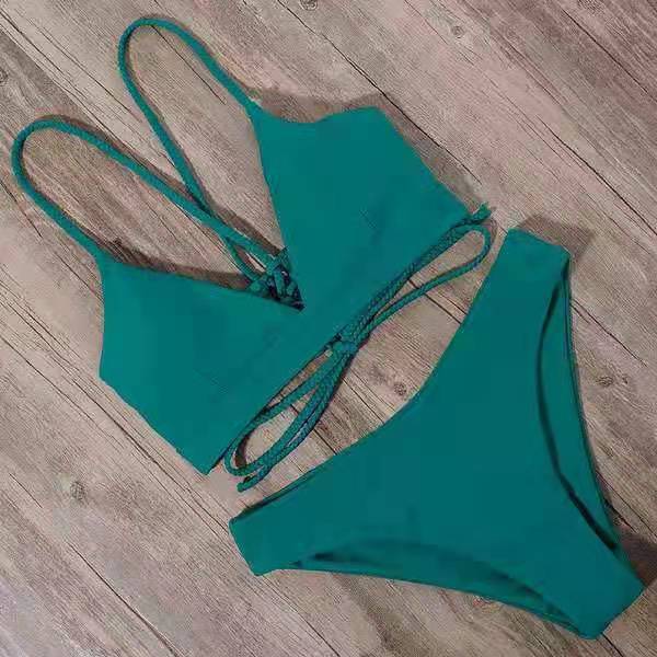 Women's Strappy Swimsuit | Solid Colour Nylon Swimwear with Chest Pad