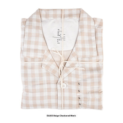 Double-Layer Cotton Pyjama Set | Plaid Loungewear for Men & Women