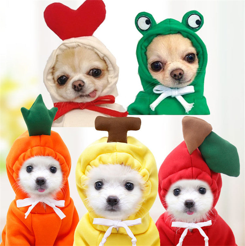Cute Novelty Dog Hoodie Sweater | Fruit Print Drawstring Coat for Small Dogs