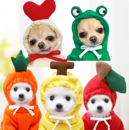 Cute Novelty Dog Hoodie Sweater | Fruit Print Drawstring Coat for Small Dogs
