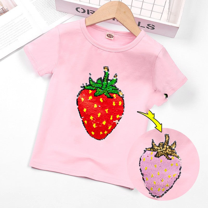 Kids Colour-Changing Short Sleeve T-Shirt – Heat Reactive Glitter Print