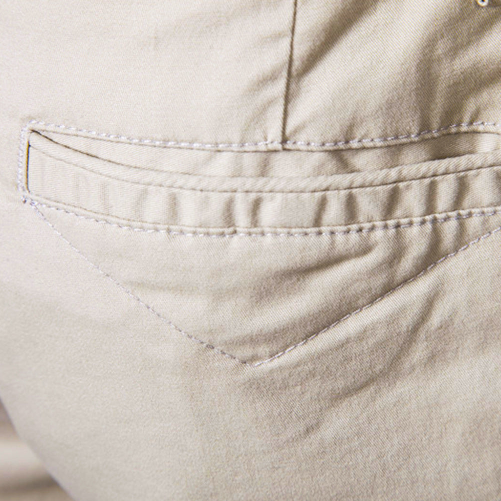 Men's Cotton Slim-Fit Cropped Trousers | Straight Leg Waist 30-38"