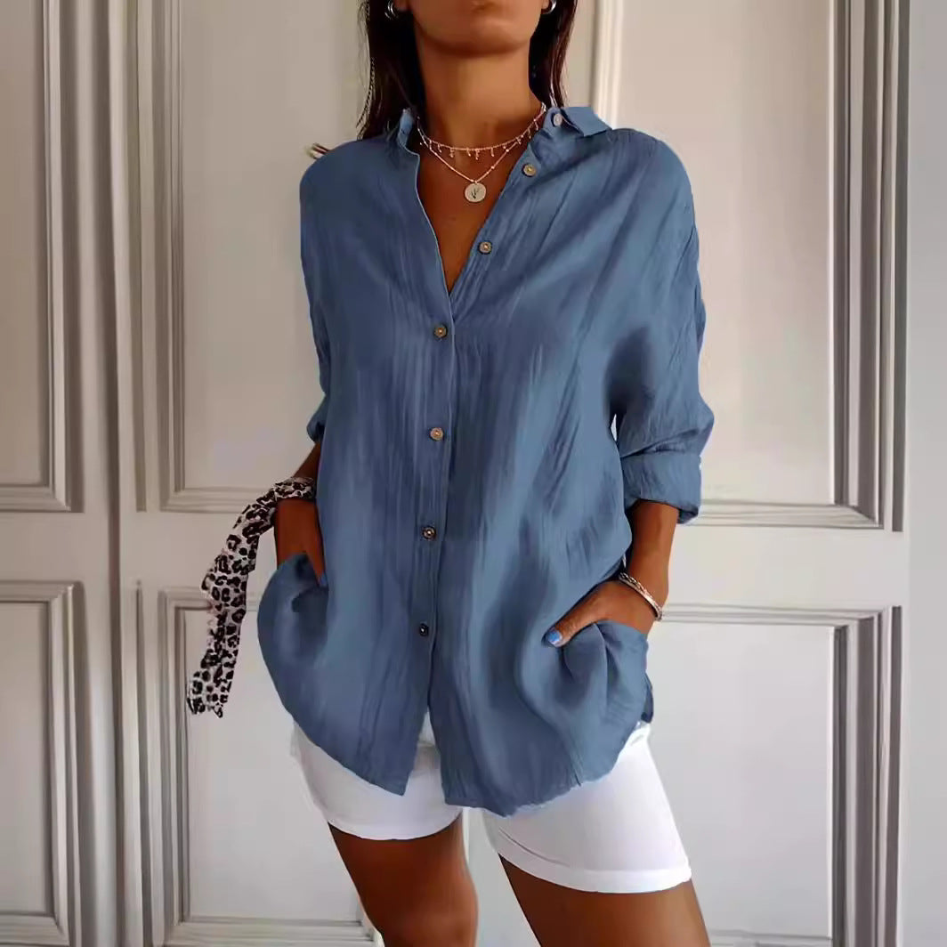 Women's Loose Fit Long Sleeve Cardigan Shirt | 13 Colours | XS–5XL