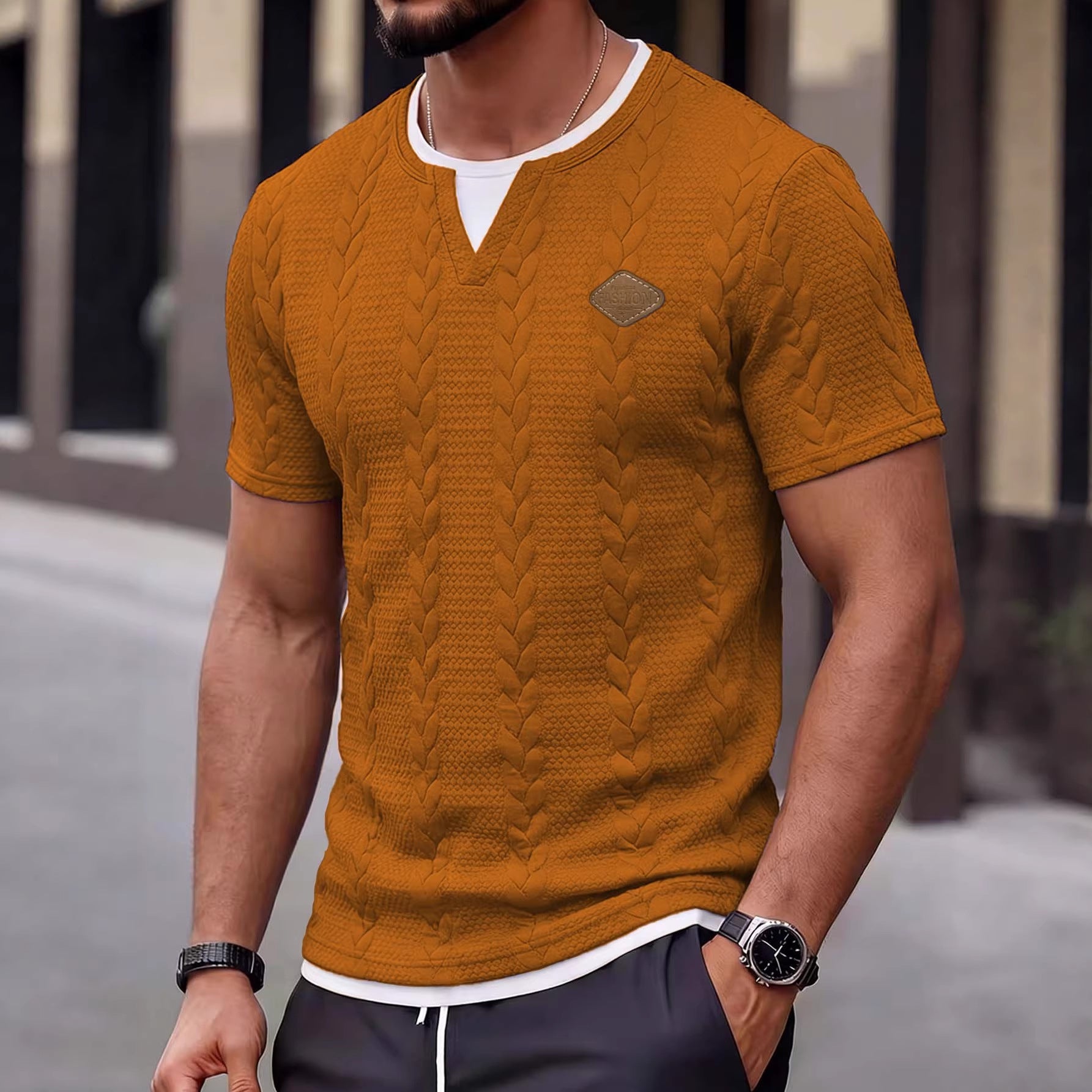 Men's Mock Two-Piece Short Sleeve T-Shirt | Slim Fit