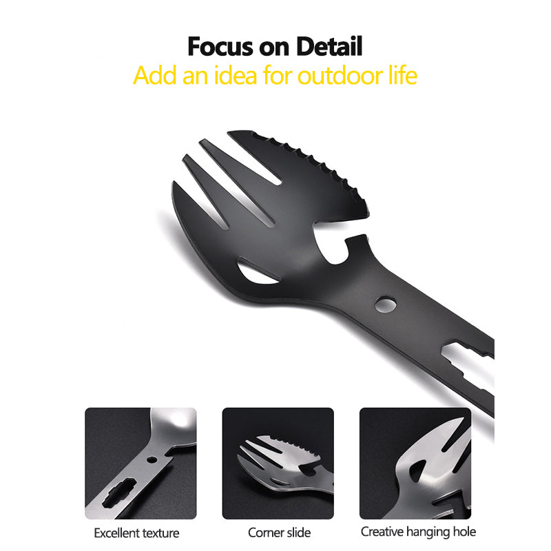 Stainless Steel Multi-Function Fork & Spoon Set – Portable Lightweight Camping Cutlery
