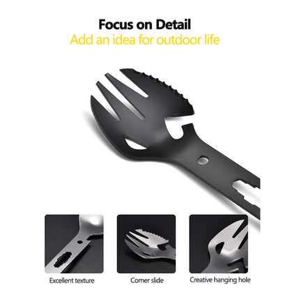 Stainless Steel Multi-Function Fork & Spoon Set – Portable Lightweight Camping Cutlery