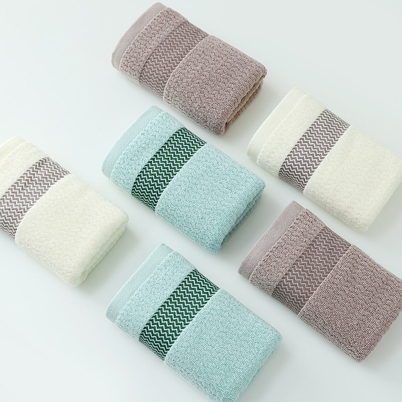 Jacquard Water Pattern Cotton Bath Towel | Thickened | Khaki, Green & Beige