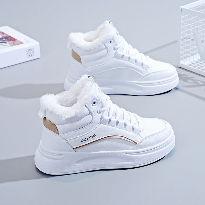 Women's Plush-Lined Lace-Up Mid-Height Casual Shoes | Height Boosting | EU 35-40