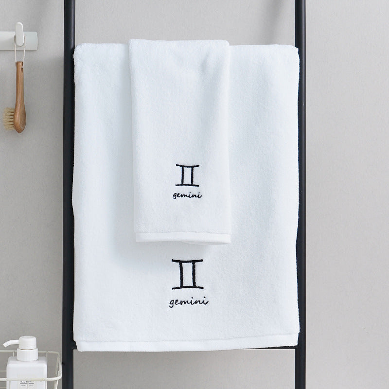 Zodiac Constellation Embroidered Cotton Towel