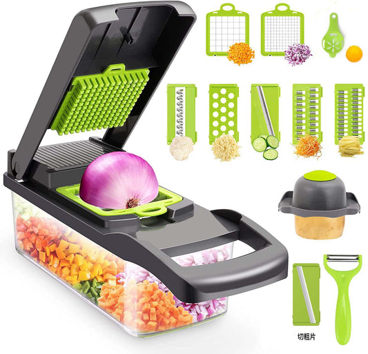 Stainless Steel Mandoline Slicer & Vegetable Cutter Set | 14-in-1 or 16-in-1