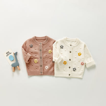 Baby Girls Knitted Cotton Cardigan – Infant & Toddler Jacket