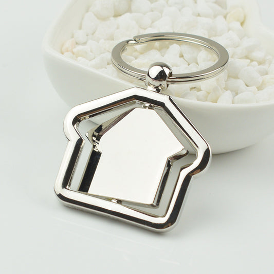 Rotating House Metal Keychain | Geometric Alloy Charm | JP Collections