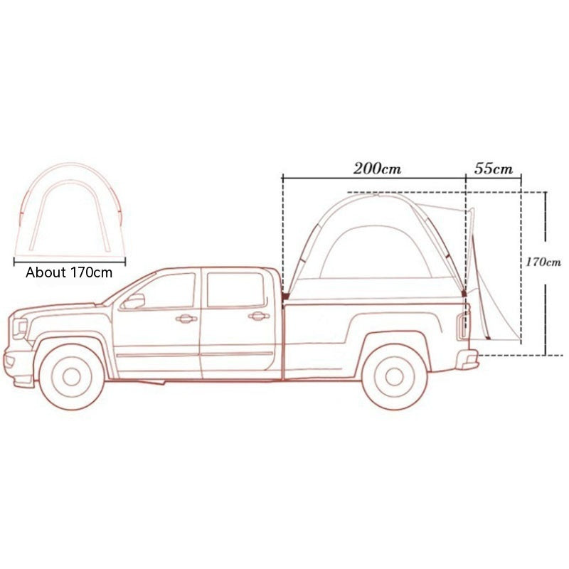 Car Boot Tailgate Shelter Tent – 4-Season 2 or 3 Person Outdoor Camping Tent Grey