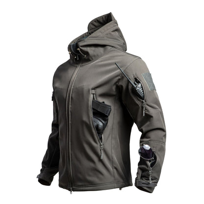 Men's Sharkskin Softshell Hooded Jacket | Waterproof Windproof Outdoor Coat