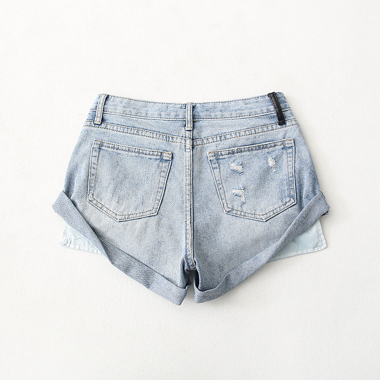 Low Waist One Button Casual Denim Shorts