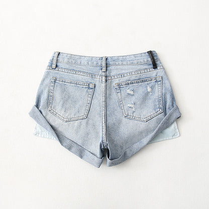 Low Waist One Button Casual Denim Shorts
