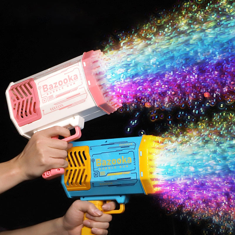 69-Hole Rocket Bubble Gun with LED Lights - Kids Bubble Toy