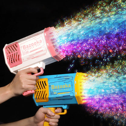 69-Hole Rocket Bubble Gun with LED Lights - Kids Bubble Toy