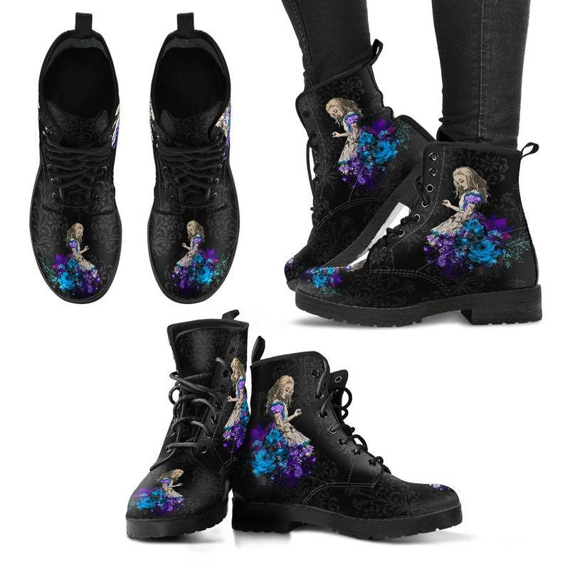 Women's Gothic Print Vegan Leather Combat Boots | EU 35–43
