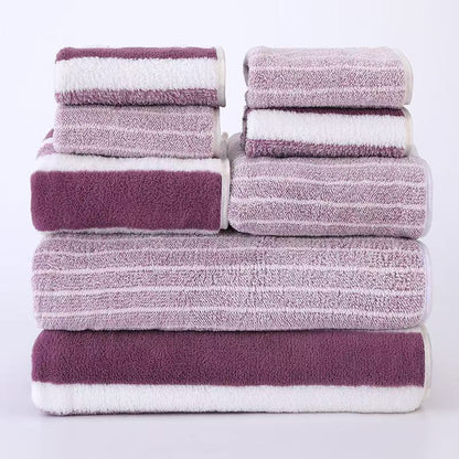 Coral Fleece 8-Piece Towel Set | Bath, Hand & Face Towels | 5 Colours