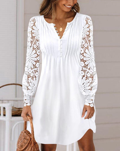 Women's Elegant Lace Long-Sleeve Dress
