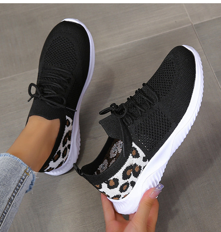 Women's Leopard Print Mesh Lace-Up Sneakers | EU 35–43