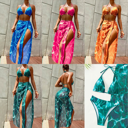 Women's Floral Three-Piece Bikini Set | Top, Bottoms & Skirt