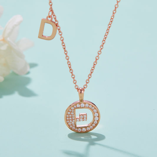 S925 Silver Moissanite Letter D Necklace | GRA Certified