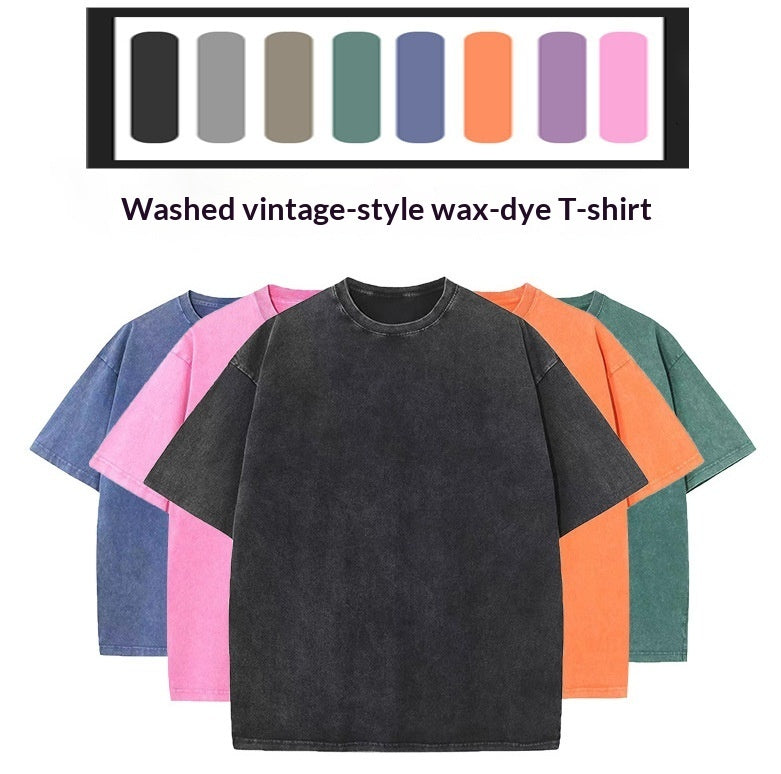 Men's Acid Wash Batik Crewneck T-Shirt | Drop Shoulder