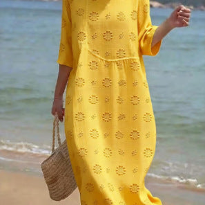 Women's Floral Print Long Sleeve Round Neck Dress