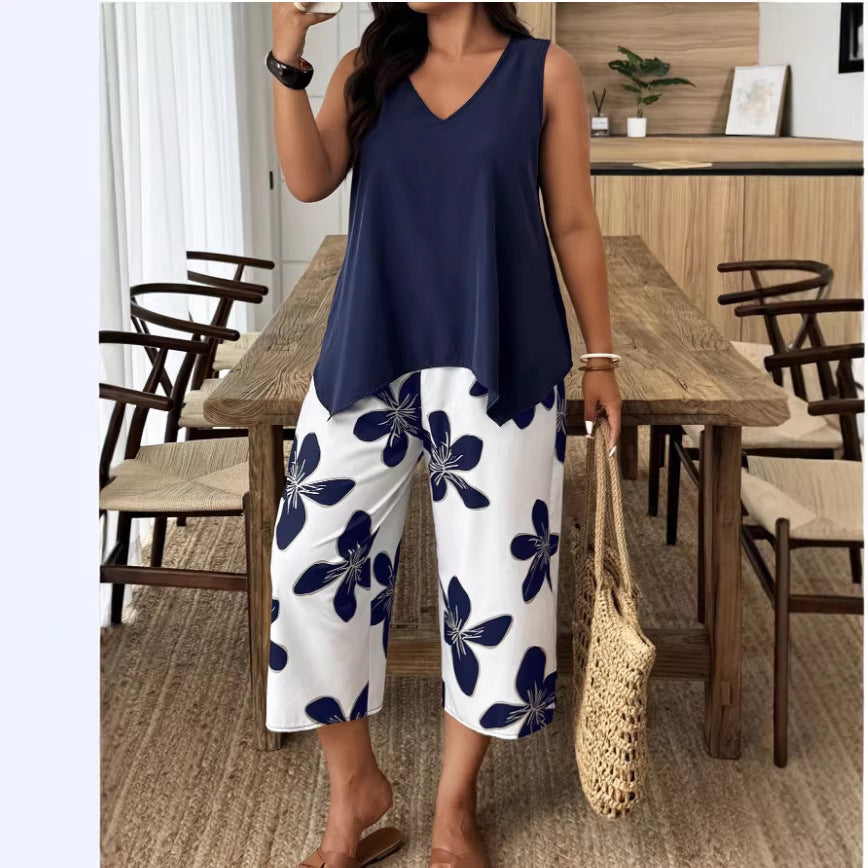 Women's Sleeveless Vest and Cropped Pants Co-ord Set