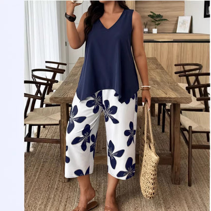 Women's Sleeveless Vest and Cropped Pants Co-ord Set