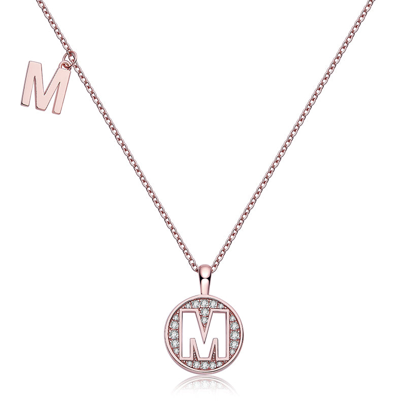 S925 Silver Moissanite Initial M Pendant Necklace