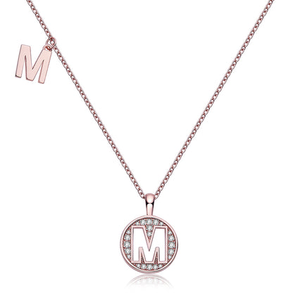 S925 Silver Moissanite Initial M Pendant Necklace