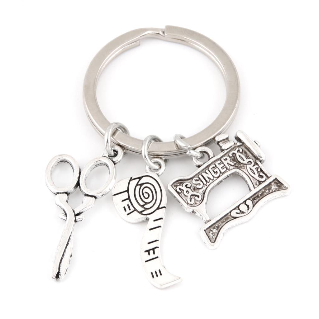Sewing Machine DIY Pendant Keychain | Scissors & Tape Measure Charm