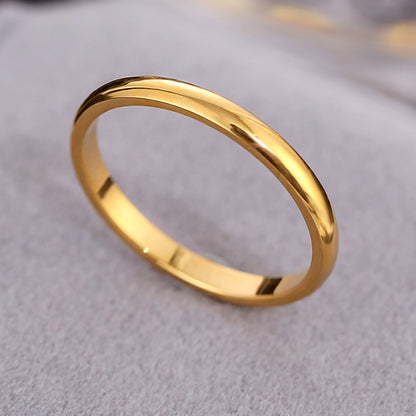 18k Gold-plated Non-fading Minimalist Titanium Steel Ring For Womensmall And Understated