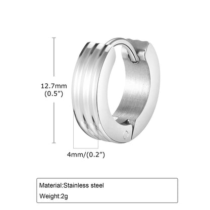 Men's Stainless Steel Triple Ring Earring | Black, Gold & Steel
